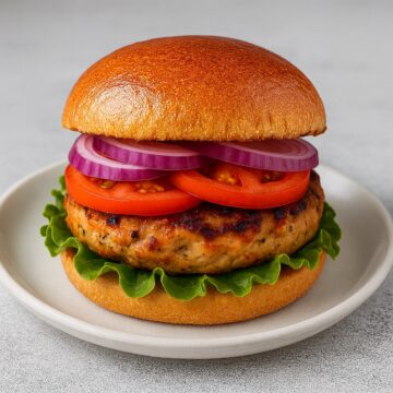 chicken burger on brioche roll