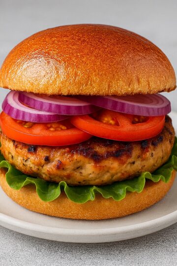 chicken burger on brioche roll