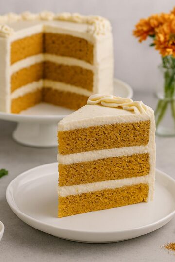 pumpkin spice cake with brown butter cream cheese frosting